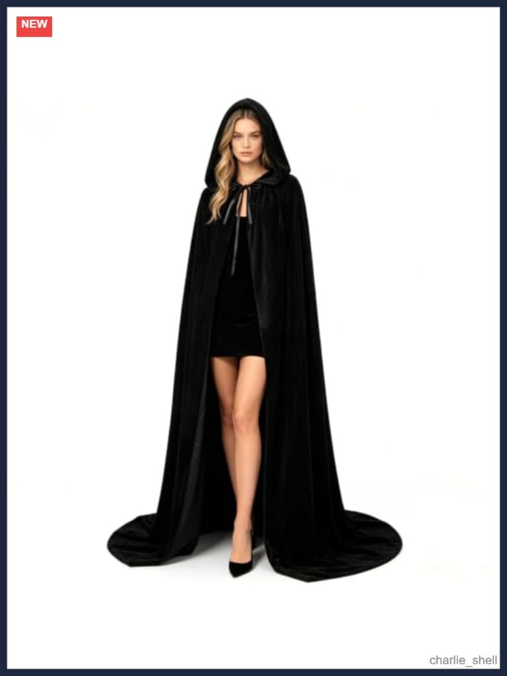 Velvet Hooded Cape Cloak Unisex Adult Halloween Costume Cosplay Robe
